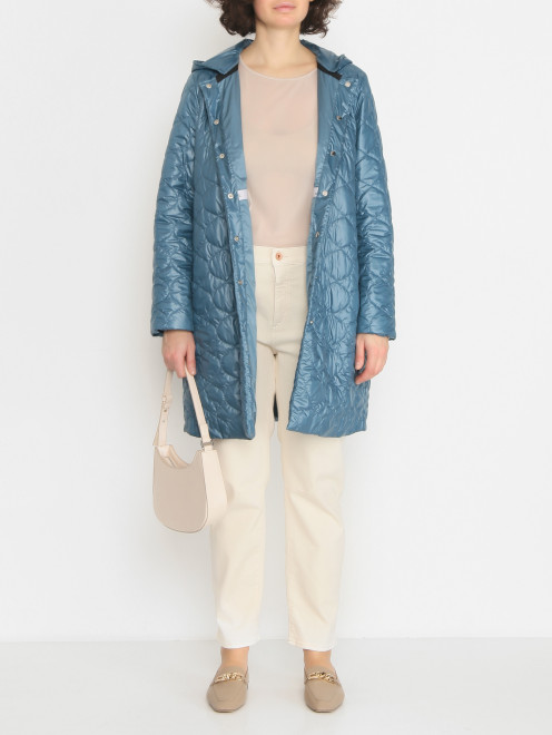 Удлиненная стеганая куртка с капюшоном Marina Rinaldi - МодельОбщийВид