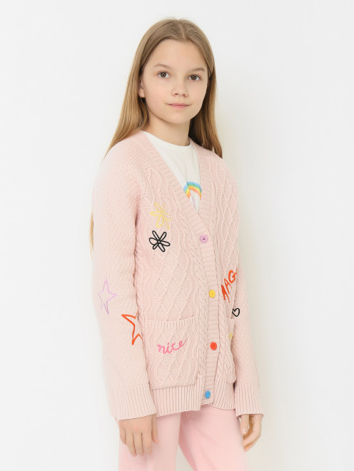 Кардиган из хлопка с вышивкой Stella McCartney kids - МодельВерхНиз