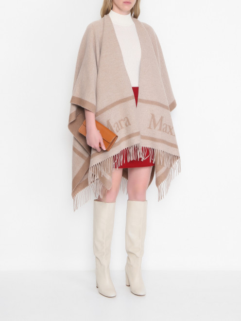 Пончо из шерсти с логотипом Max Mara - МодельОбщийВид