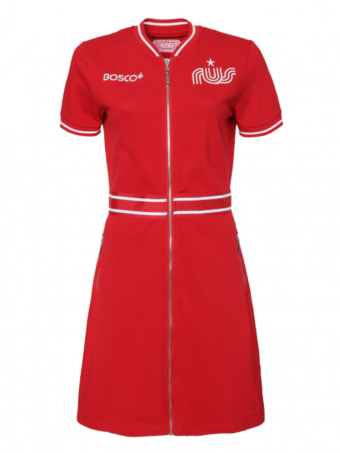Платье из хлопка на молнии с контрастной отделкой BOSCO - Общий вид