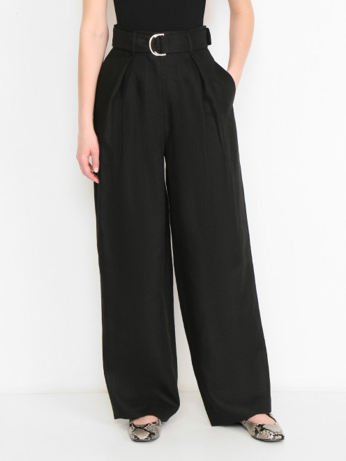 Брюки из льна с поясом Max Mara - МодельВерхНиз