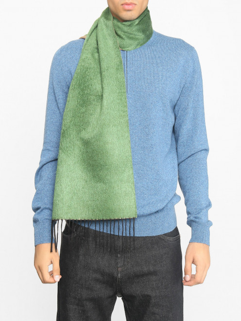 Однотонный шарф из шелка и кашемира Piacenza Cashmere 1733 - МодельОбщийВид