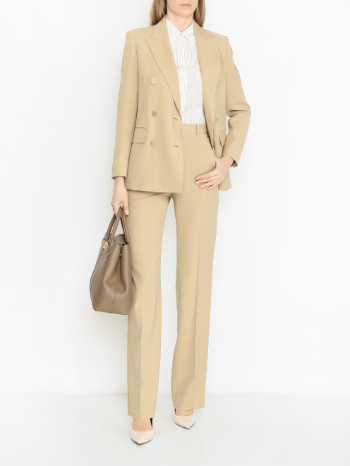 Брюки однотонные из шерсти со стрелками Max Mara - МодельОбщийВид