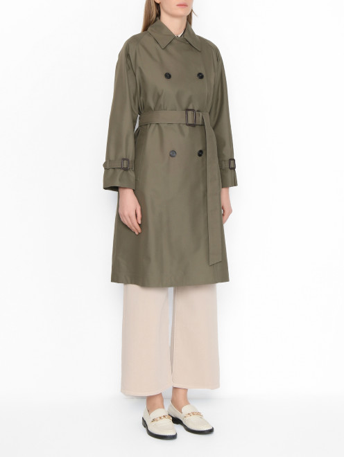 Двубортный плащ с поясом Weekend Max Mara - МодельВерхНиз