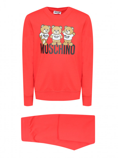 Свитшот и брюки из хлопка с принтом Moschino - Общий вид