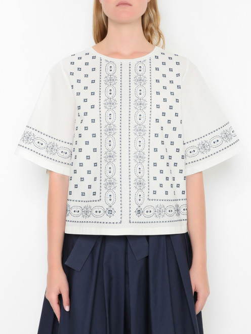 Блуза из хлопка с вышивкой  Weekend Max Mara - МодельВерхНиз