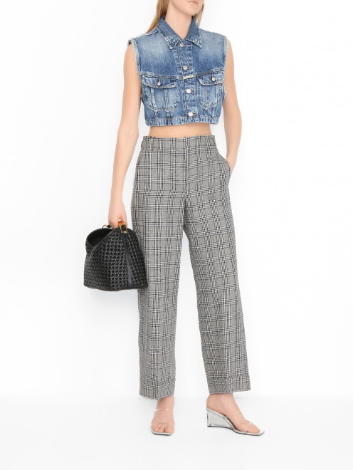 Брюки в клетку из шерсти и льна Max Mara - МодельОбщийВид