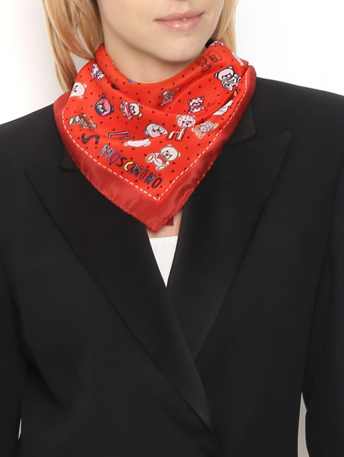 Платок из шелка с узором Moschino - МодельОбщийВид