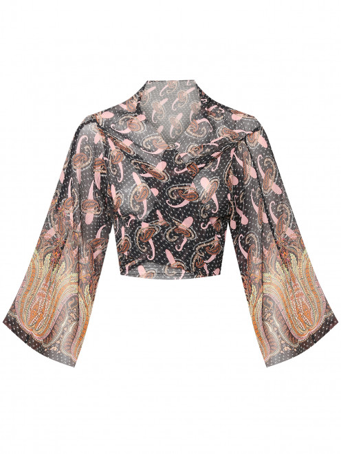 Укороченная блуза из шелка с узором Etro - Общий вид