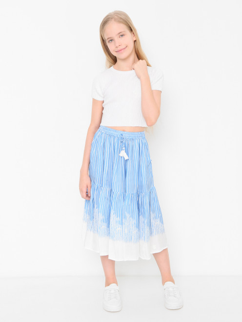 Футболка из хлопка с кружевом Ermanno Scervino Junior - МодельОбщийВид