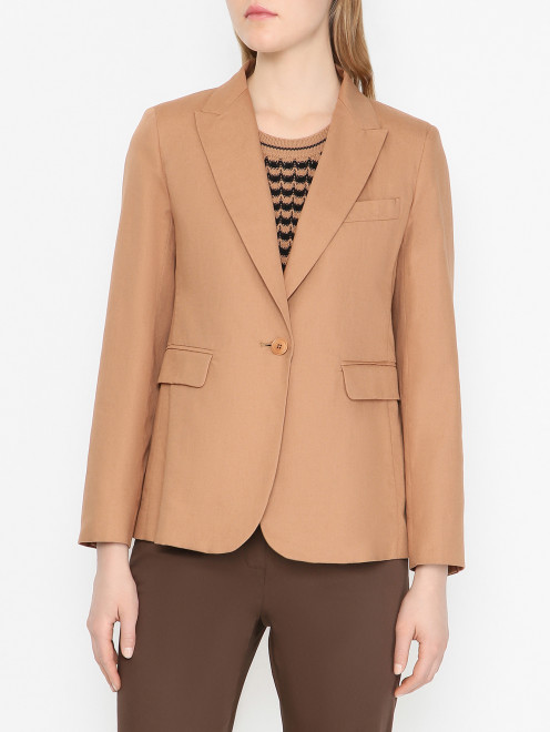 Жакет без подкладки из хлопка и льна Weekend Max Mara - МодельВерхНиз