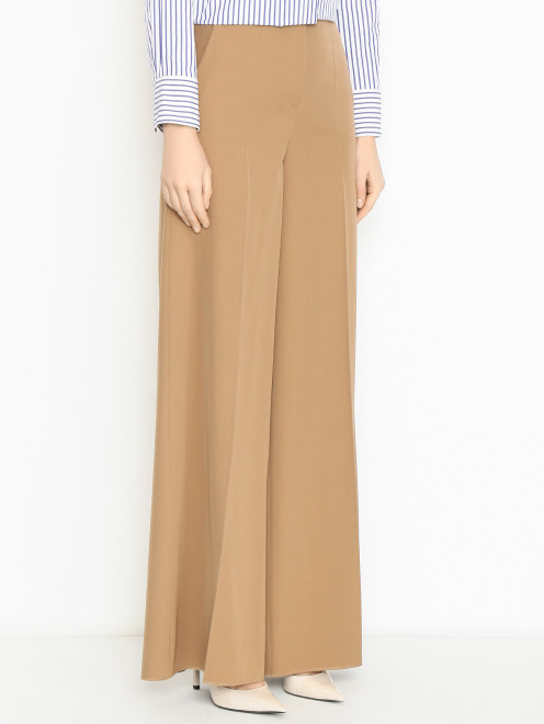 Брюки однотонные с защипами из шерсти Max Mara - МодельВерхНиз