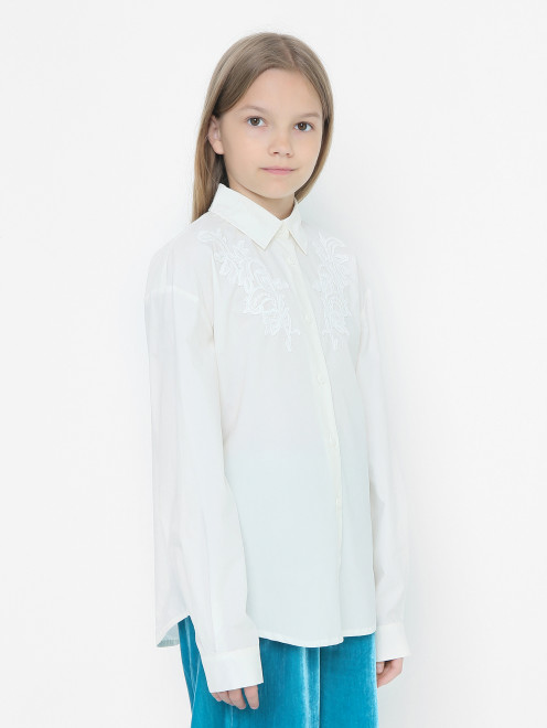 Блуза из хлопка с вышивкой Ermanno Scervino Junior - МодельВерхНиз