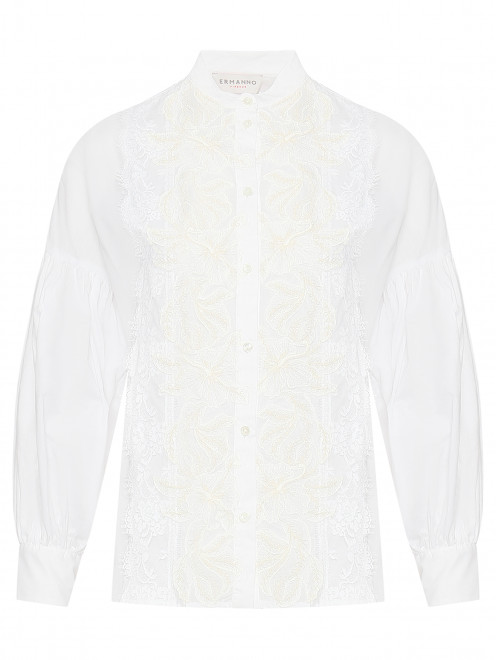 Рубашка из хлопка с кружевом свободного кроя Ermanno Firenze - Общий вид