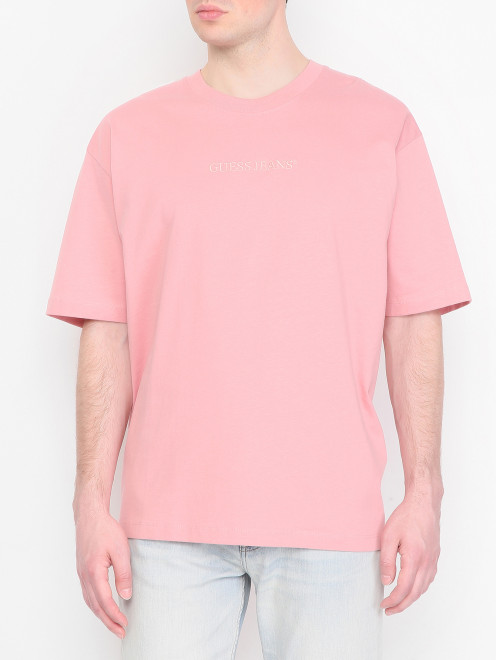 Футболка из хлопка с логотипом Guess - МодельВерхНиз