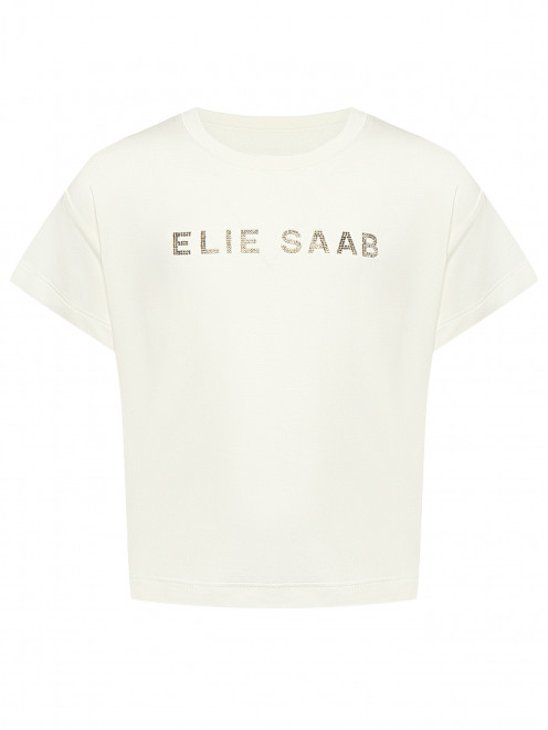 Футболка из вискозы со стразами Elie Saab - Общий вид