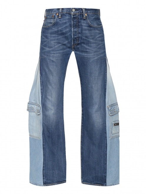 Комбинированные джинсы с карманами
