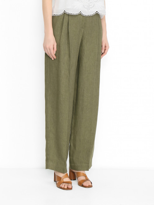 Брюки из льна с поясом Max Mara - МодельВерхНиз
