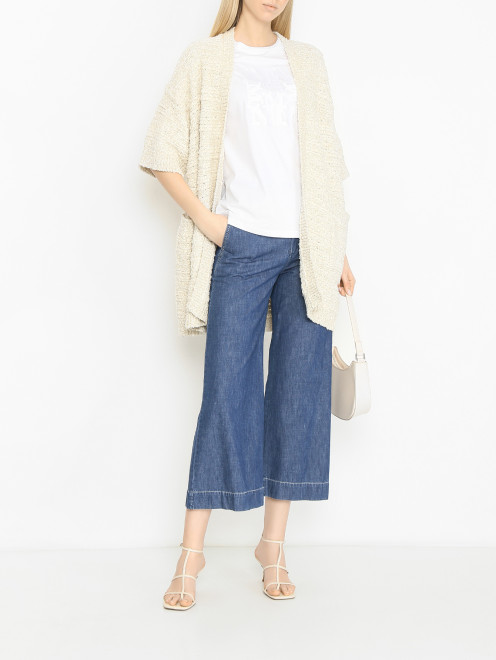 Однотонная футболка из хлопка с логотипом Max Mara - МодельОбщийВид