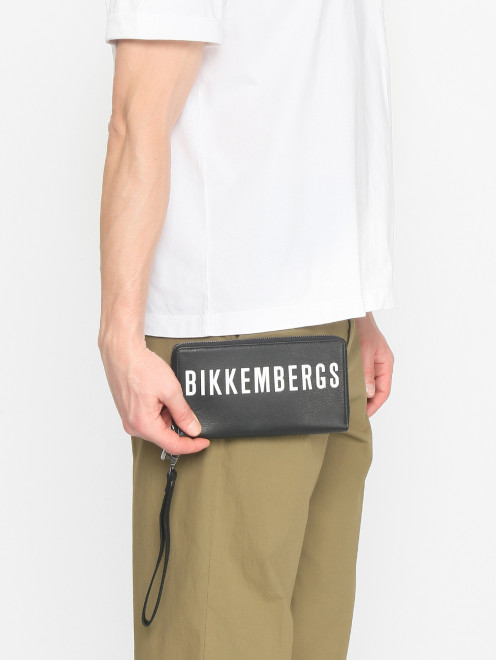 Кошелек из кожи с принтом Bikkembergs - МодельОбщийВид