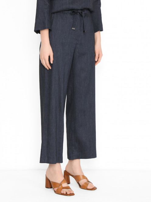 Брюки из льна и вискозы на резинке Max Mara - МодельВерхНиз