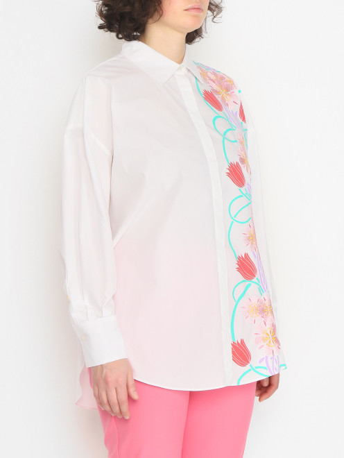 Рубашка из хлопка с вышивкой Marina Rinaldi - МодельВерхНиз