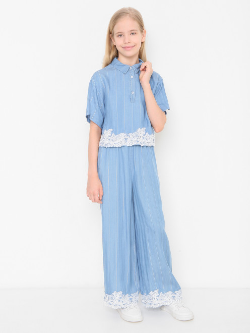 Укороченная блуза с кружевом Ermanno Scervino Junior - МодельОбщийВид