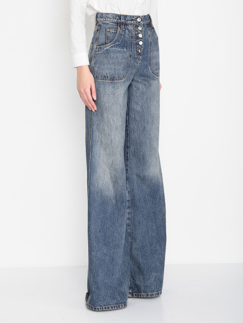 Широкие джинсы с контрастной отстрочкой Etro - МодельВерхНиз