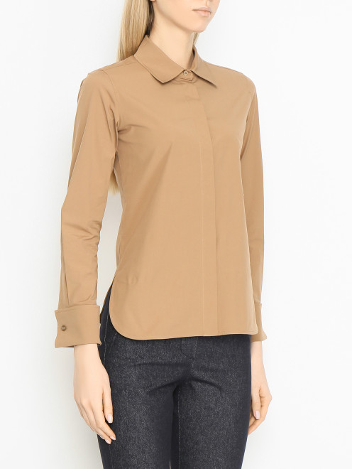 Хлопковая однотонная рубашка Max Mara - МодельВерхНиз