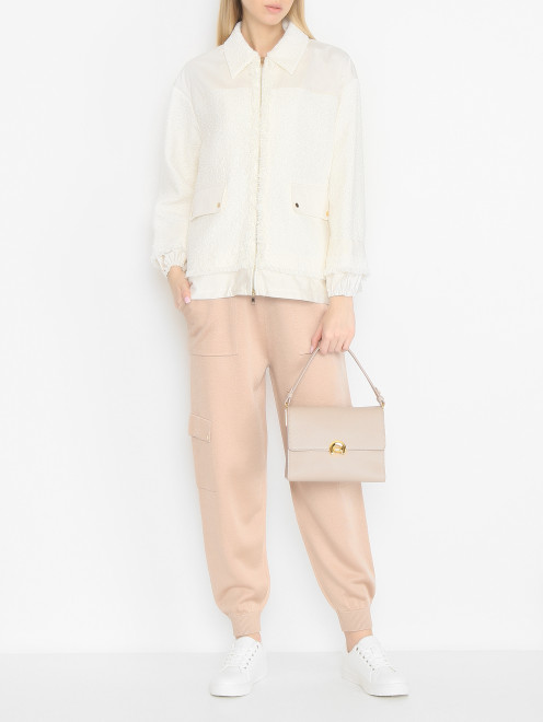 Твидовая куртка-рубашка из хлопка с бахромой Lorena Antoniazzi - МодельОбщийВид