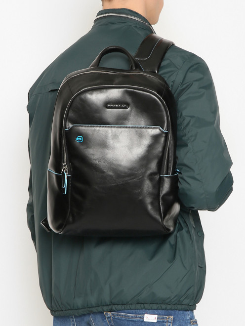Рюкзак из кожи с контрастной отделкой Piquadro - МодельВерхНиз