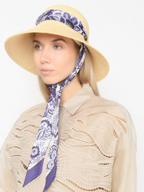 Плетеная шляпа с лентой Etro - МодельОбщийВид