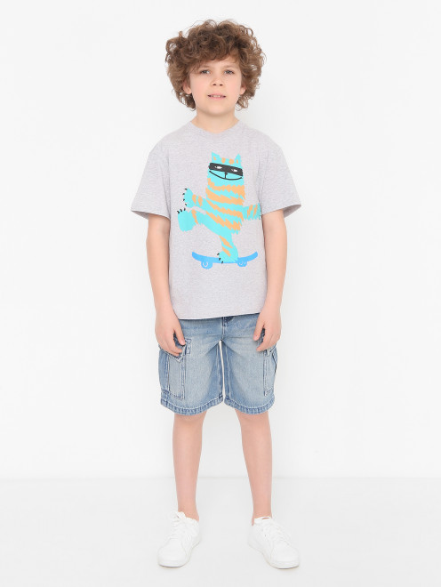 Футболка из хлопка с принтом Stella McCartney kids - МодельОбщийВид