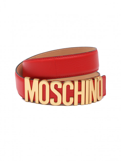 Ремень из кожи с золотой фурнитурой Moschino - Общий вид