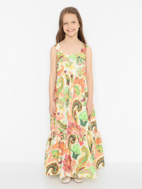 Платье из хлопка с узором Etro - МодельВерхНиз