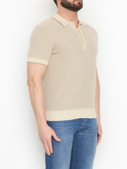 Трикотажное поло из хлопка на пуговицах Piacenza Cashmere 1733 - МодельВерхНиз