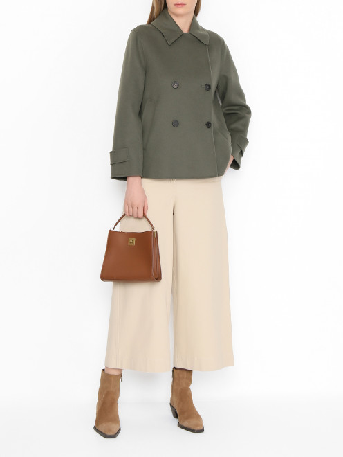 Двубортное полупальто из шерсти с карманами Weekend Max Mara - МодельОбщийВид