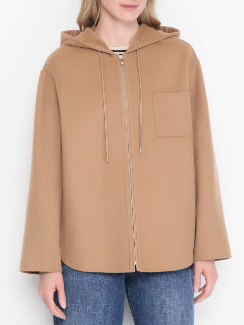 Полупальто на молнии с капюшоном Max Mara - МодельВерхНиз