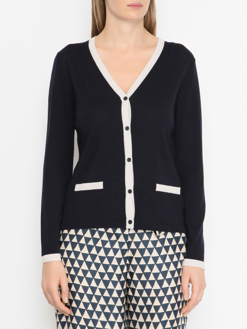 Кардиган из шерсти с отделкой Max Mara - МодельВерхНиз