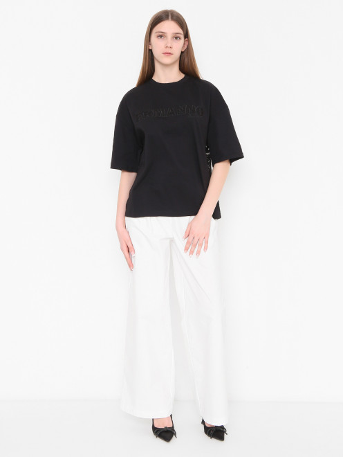Футболка из хлопка с кружевом Ermanno Scervino Junior - МодельОбщийВид