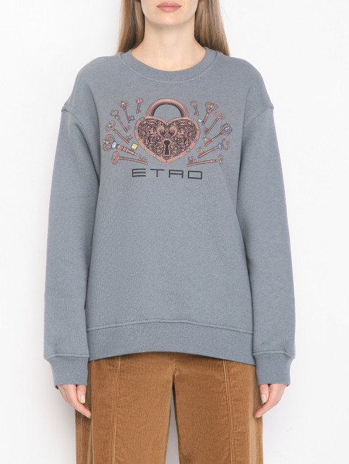 Толстовка из хлопка с узором Etro - МодельВерхНиз