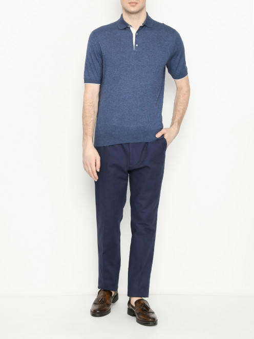 Джемпер из хлопка и кашемира с воротом поло Doriani Cashmere - МодельОбщийВид