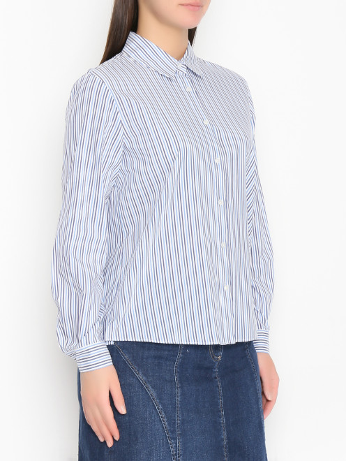 Рубашка из смешанного хлопка с узором полоска Persona by Marina Rinaldi - МодельВерхНиз