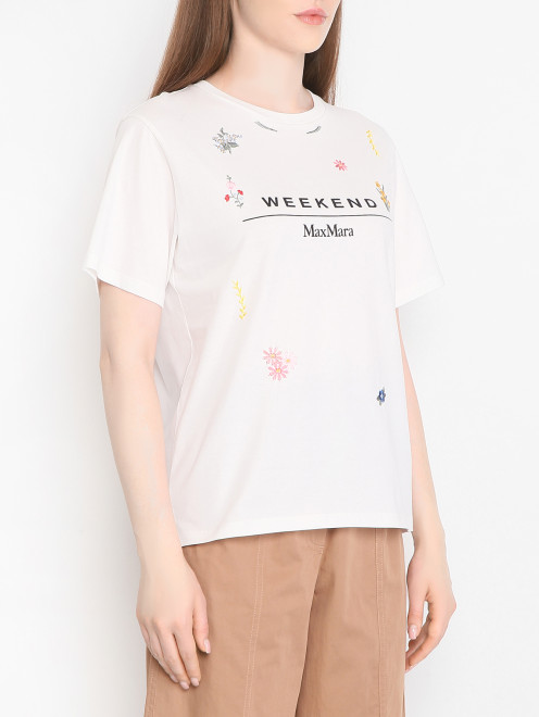Футболка из хлопка с вышивкой Weekend Max Mara - МодельВерхНиз