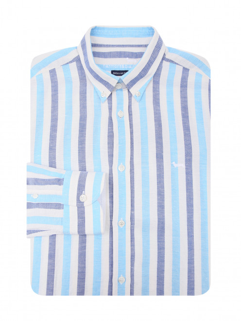 Рубашка из льна и хлопка с узором полоска Harmont & Blaine - Общий вид