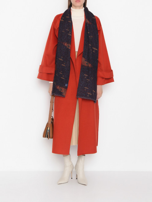 Пальто-макси из шерсти с поясом Luisa Spagnoli - МодельОбщийВид