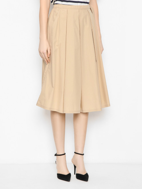 Однотонная юбка-миди из хлопка Weekend Max Mara - МодельВерхНиз