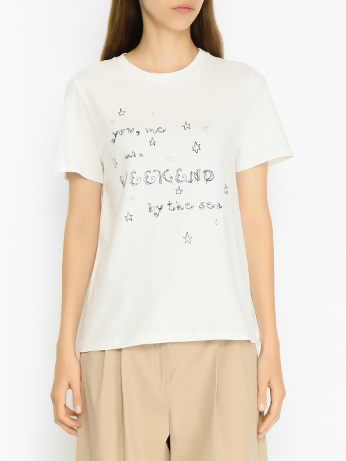 Футболка с принтом и вышивкой Weekend Max Mara - МодельВерхНиз