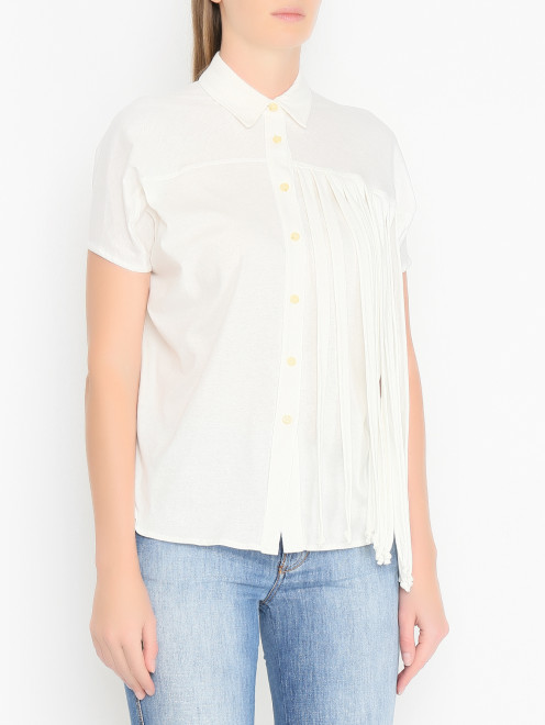 Однотонная блуза из хлопка с бахромой свободного кроя Alysi - МодельВерхНиз