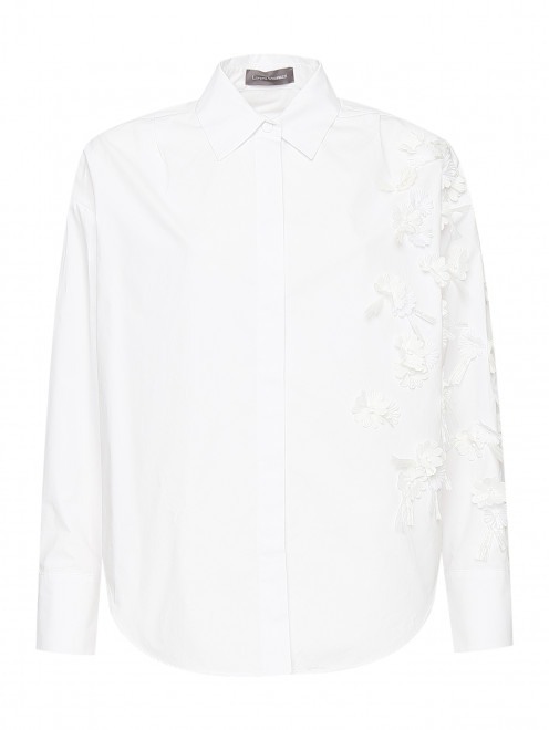 Блуза из хлопка с цветочной аппликацией Lorena Antoniazzi - Общий вид